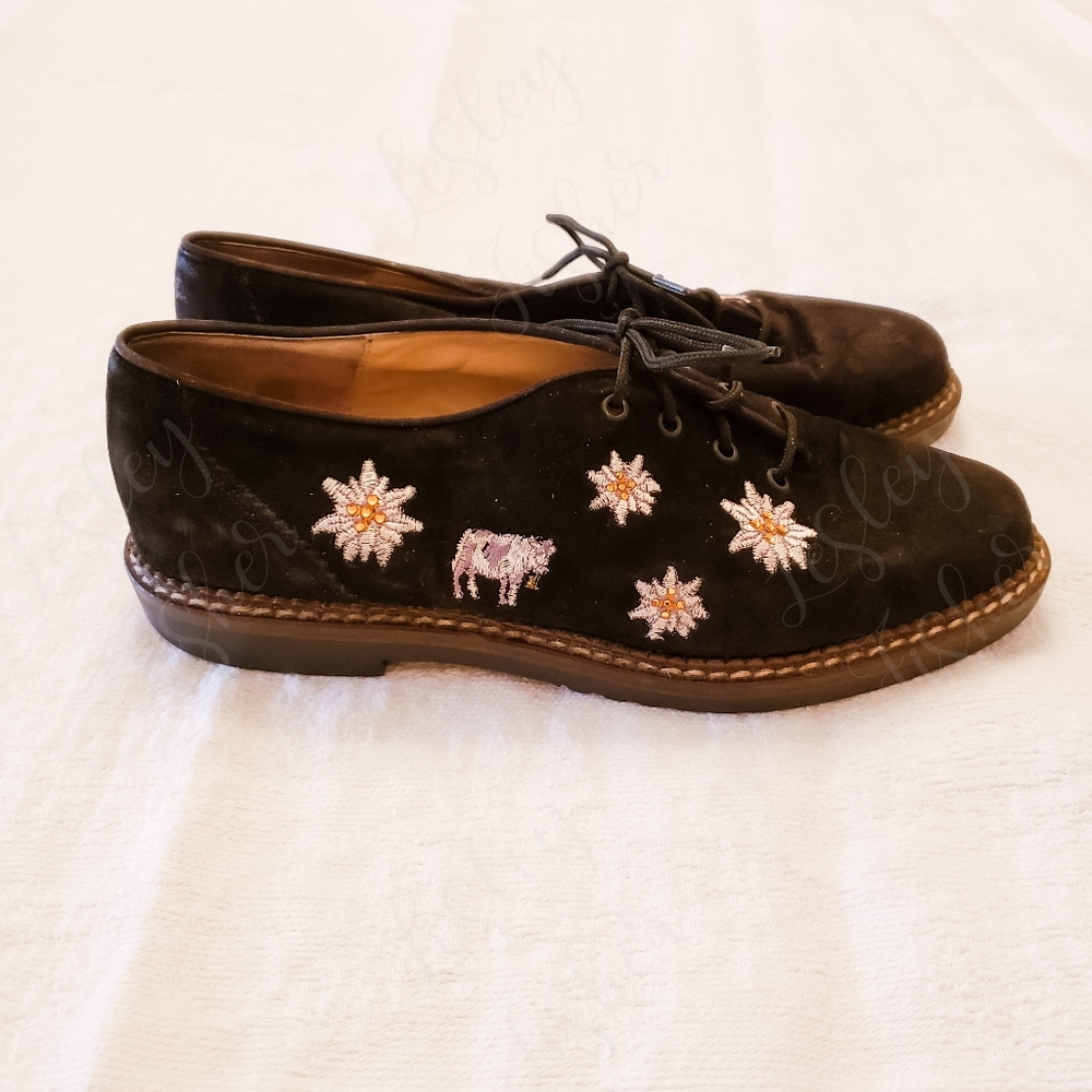 Haus Behr Embroidered Suede Oxfords - Picture 3 of 7